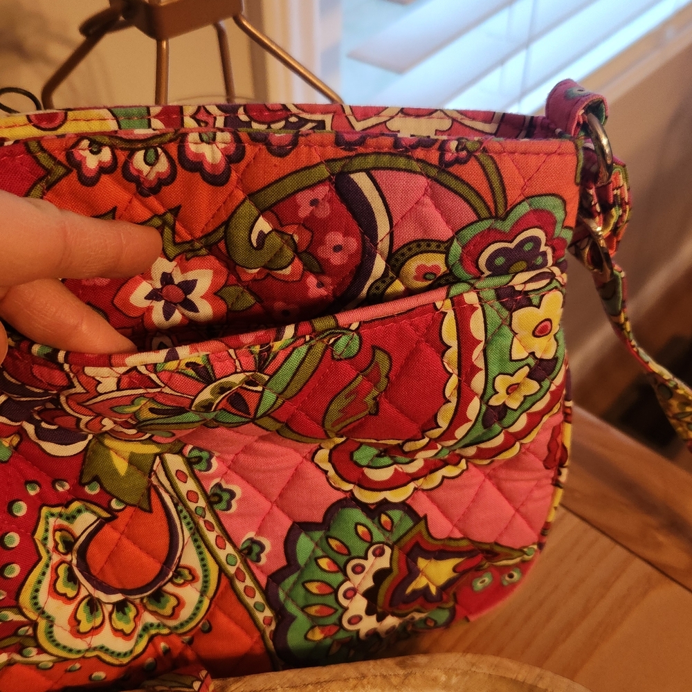 Vera Bradley Pink and Green Paisley Crossbody Bag - Picture 5 of 7